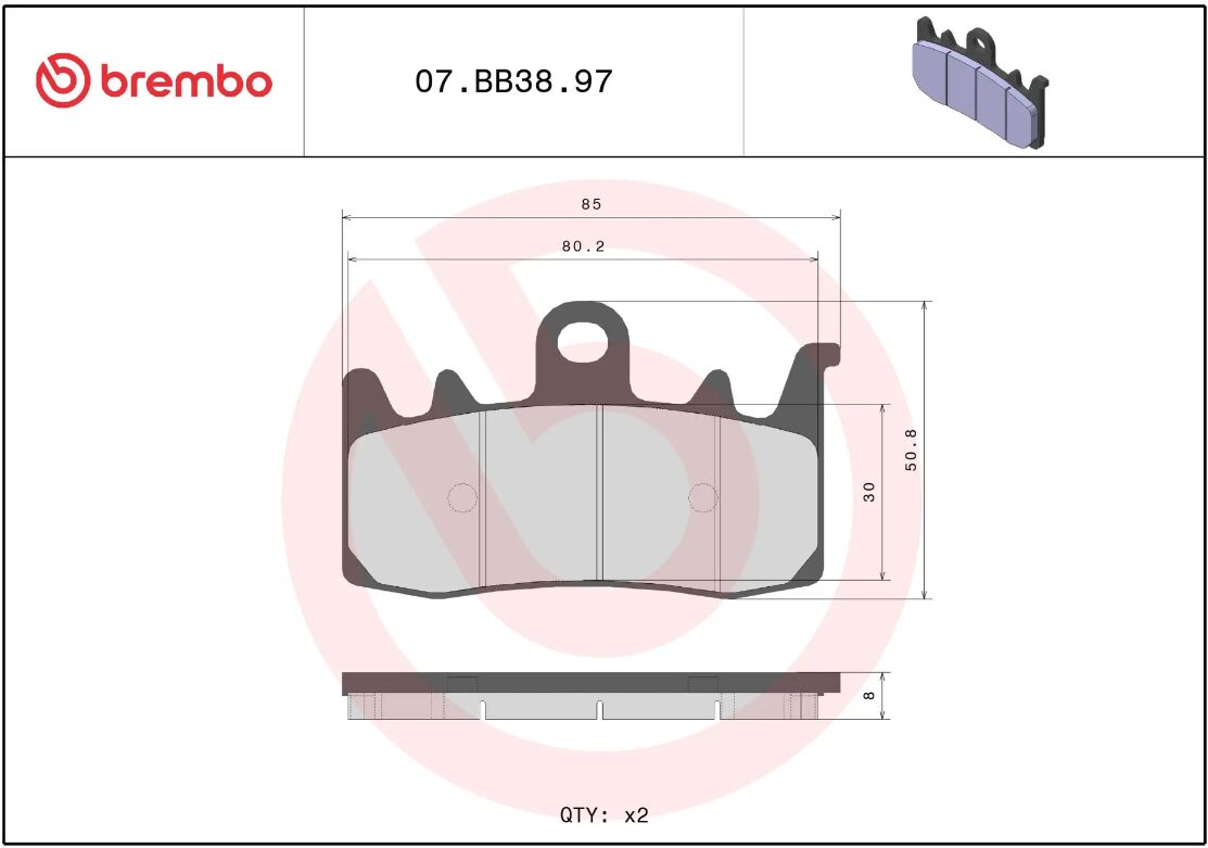 Triumph STREET TRIPLE 765 R 17 - 23 m.fl. bremseklodser, sinter (OEM) - Brembo 07BB3897 - Pitboxen.dk