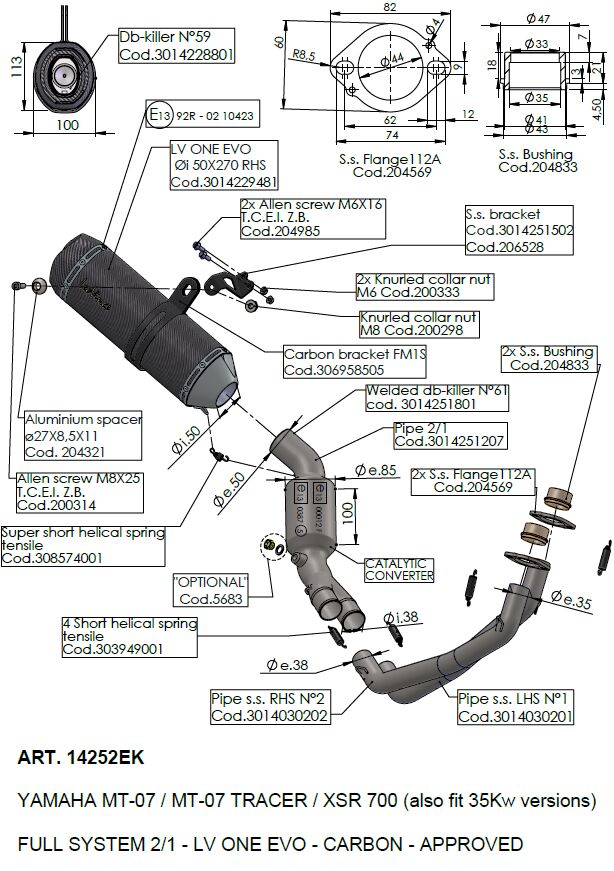 Yamaha MT - 07 / Tracer 700 16 - 20 Full system - LeoVince LV - 1 Evo - Pitboxen.dk