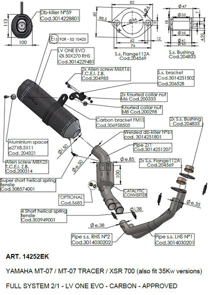 Yamaha MT - 07 / Tracer 700 16 - 20 Full system - LeoVince LV - 1 Evo - Pitboxen.dk