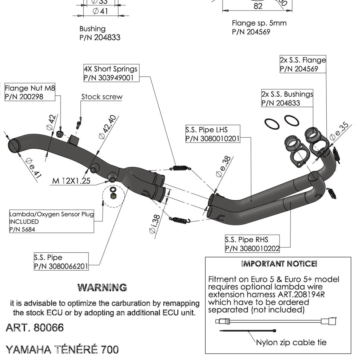 Yamaha Tenere 700 19 - 25 Manifold - LeoVince - Pitboxen.dk