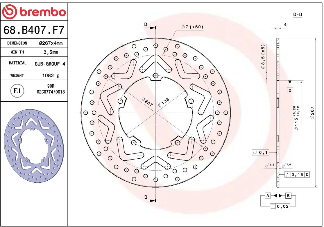 Yamaha Xenter 12 - 20 m.fl. bremseskive for, ORO fast - Brembo - Pitboxen.dk