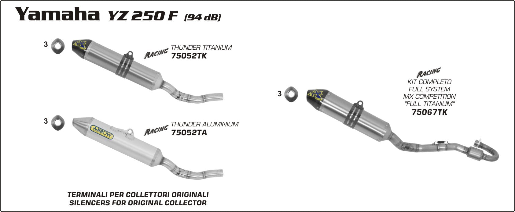 Yamaha YZ 250 F 2008-2009 Arrow udstødning. Slip-on udstødninger, komplette udstødninger, manifold/forrør. Find det hos Pitboxen.dk